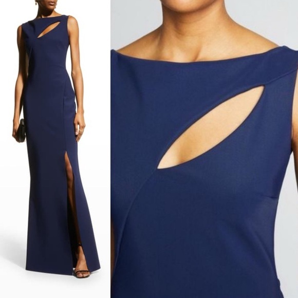 Chiara Boni La Petite Robe Karida Sleeveless Cutout Gown Size‎ XL Navy - Picture 2 of 4